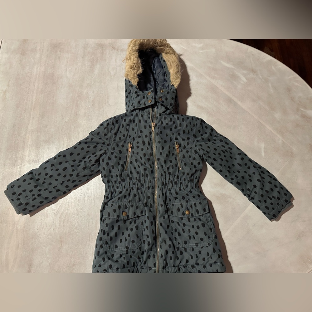 H&M Kids Olive Polka Dot Puffer Coat